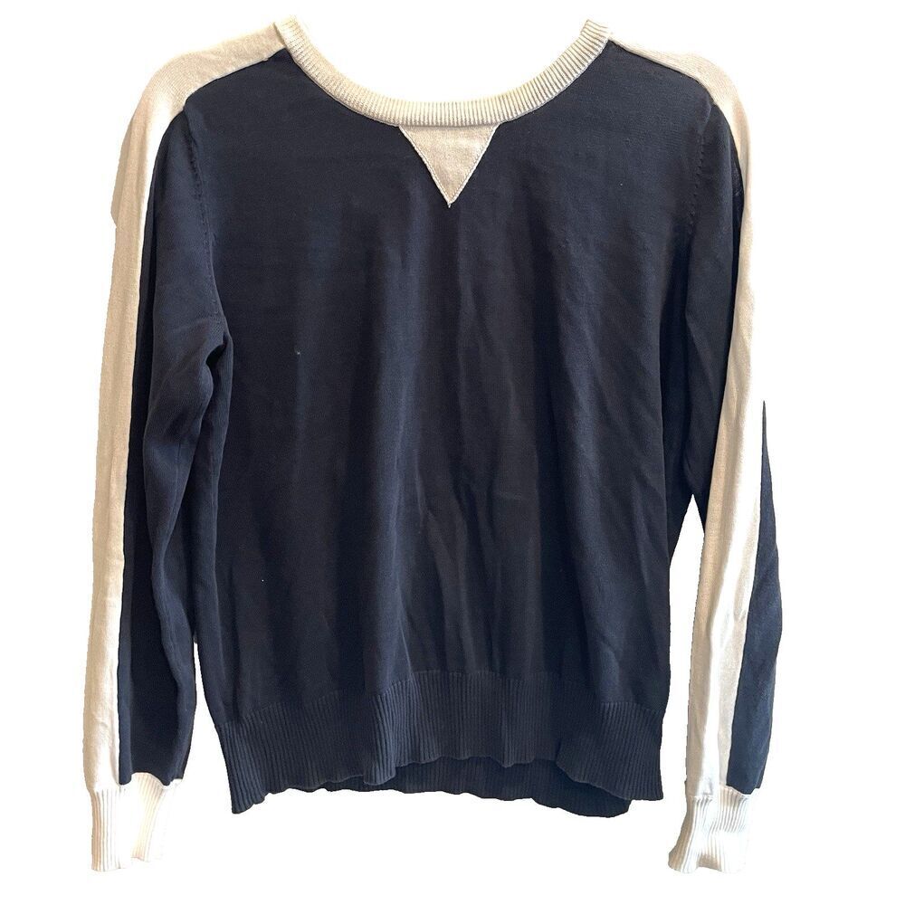 Gap Sweater Sz M Black And White Preppy 100% Cotton Classic College Lightweight